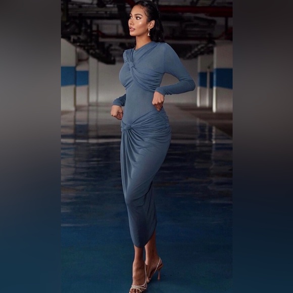 ZARA Draped Knot Midi Dress – Sculpting Bodycon – Size S (Stretch S/M) - Picture 5 of 15